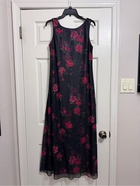 Teddi Black Maxi Dress Rose Floral Print